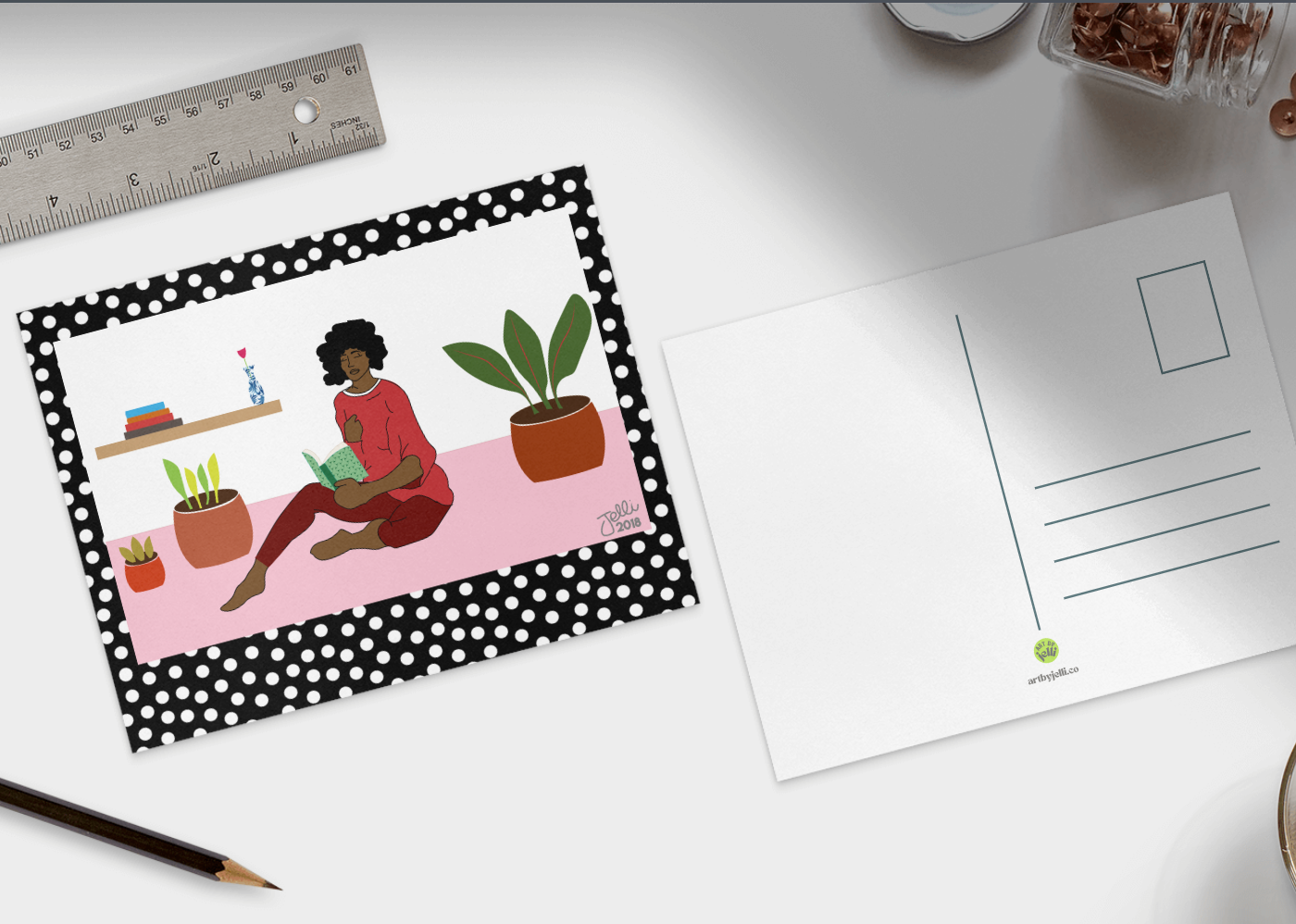 POSTCARD 5x7 "reading room" (1 card)