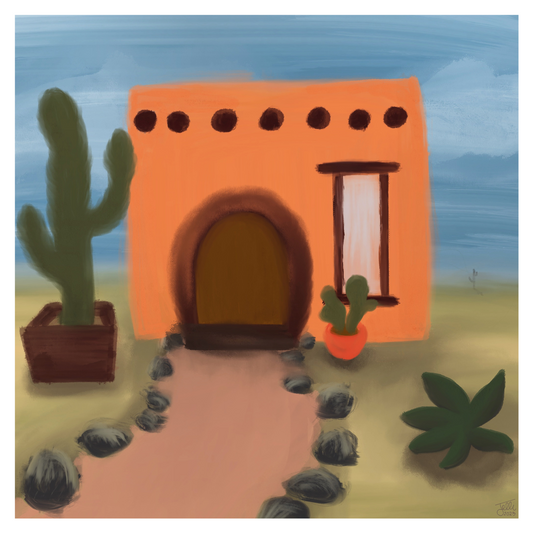 5.5 x 5.5 inch Square Postcard with Envelope - southwestern cottage